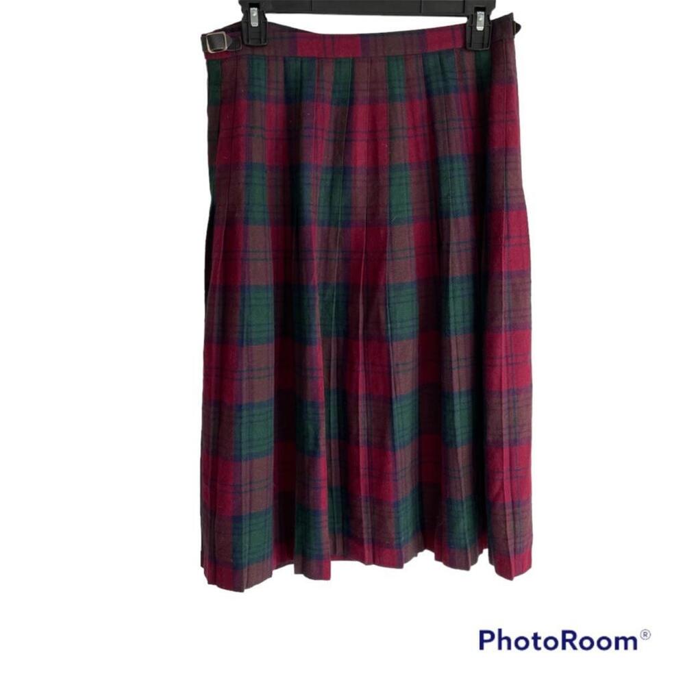 JEDBURGH KILTMAKERS Vintage Red Green Tartan Plaid Wool Buckle Skirt,‎ 14